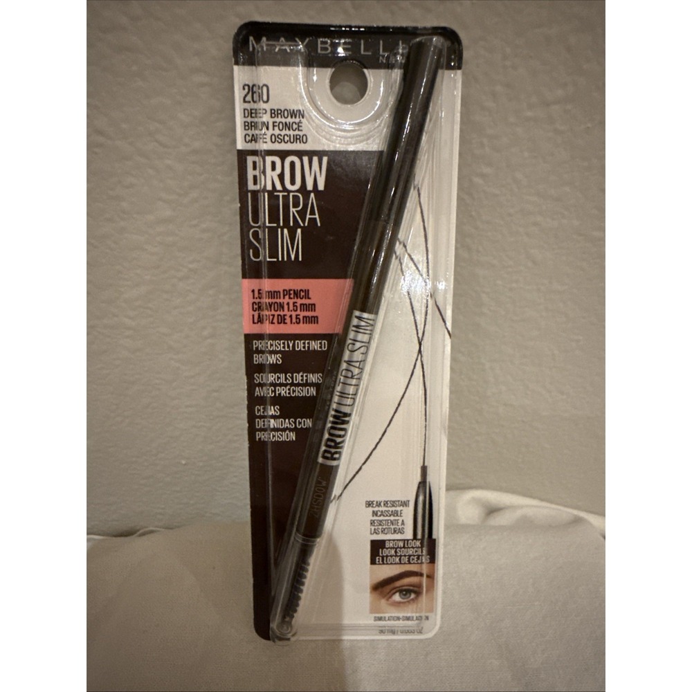 Maybelline Brow Ultra‎ Slim Eyebrow Definer Pencil, Deep Brown 260, 0.003 oz